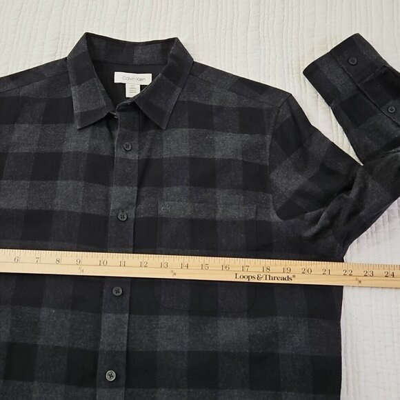 Calvin Klein Flannel Shirt Men's M Medium Black Check Long Sleeve EUC Old Money - Picture 10 of 15